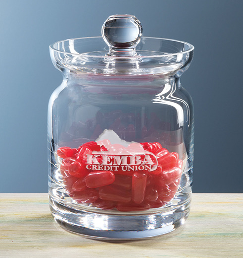 Engraved Crystal Jar with Jelly Beans